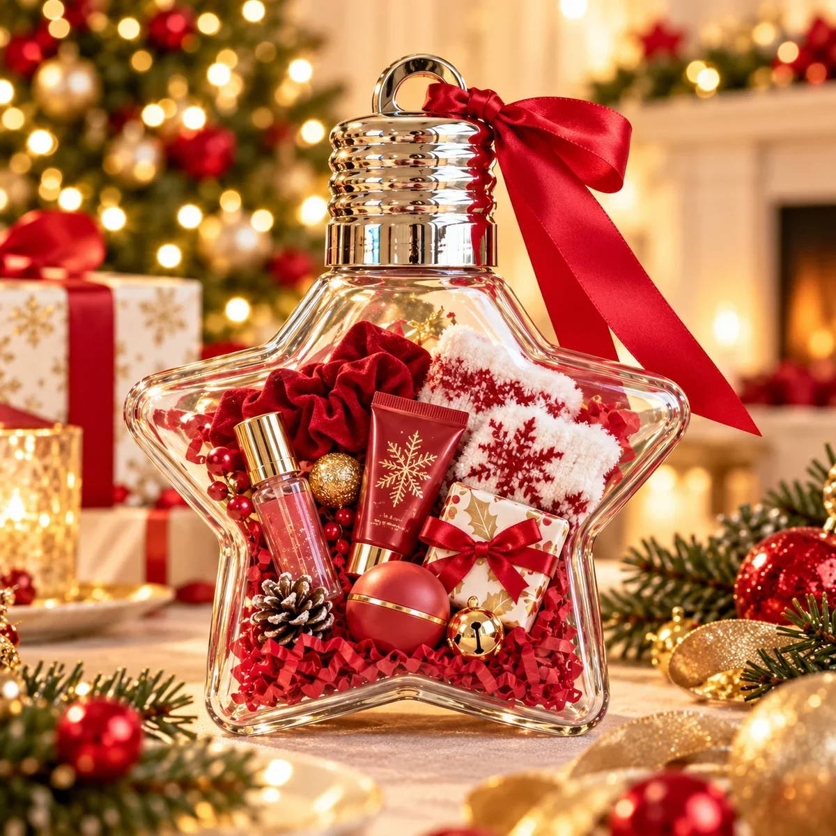 🎄🎁DIY Christmas Gift Jar with Decorative Ribbon – Personalized Holiday Gift Display