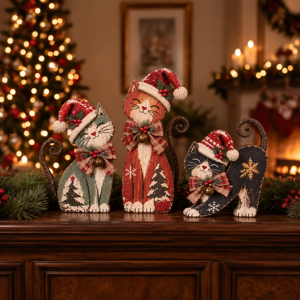 🔥Limited Time Buy 2 Get 20% OFF🔥 - 🎄🐱Vintage Lighted Christmas Cat Trio