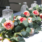 🌹Konstgjorda Blommor Girlang Vår Eukalyptus Girlang Vintage Konstgjord Blomma Pion Ros Vinranka Grönt 🦋