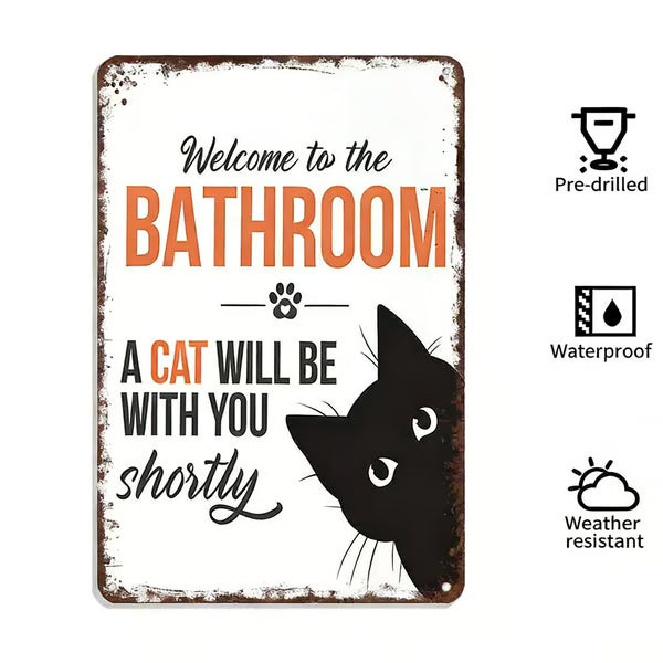 🔥 Laatste dag 49% korting – Peekaboo Kitty Bathroom Humor Wall Sign