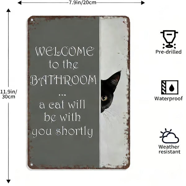 🔥 Laatste dag 49% korting – Peekaboo Kitty Bathroom Humor Wall Sign
