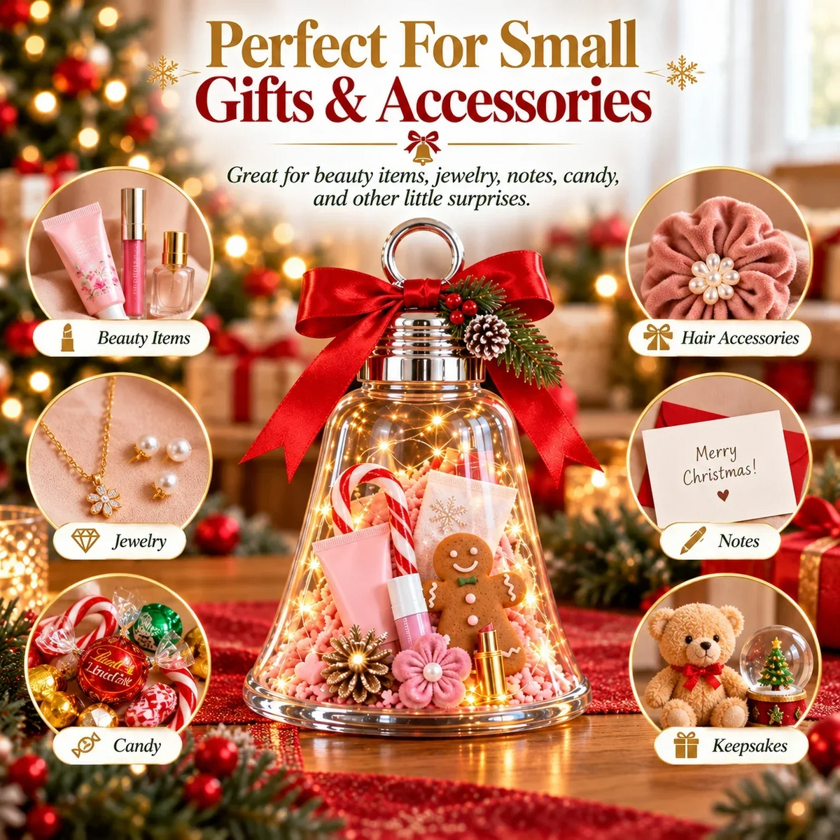 🎄🎁DIY Christmas Gift Jar with Decorative Ribbon – Personalized Holiday Gift Display