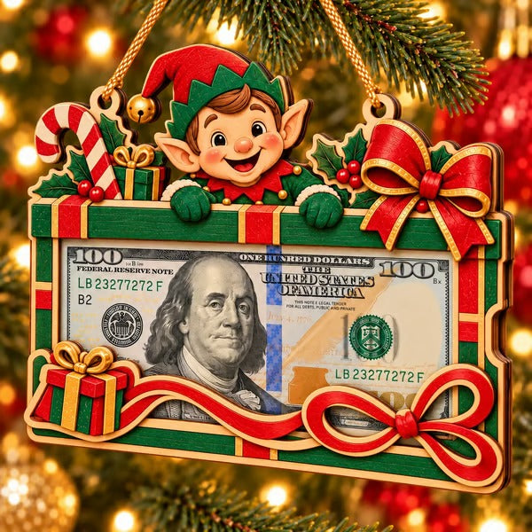 🎄Christmas Cash Gift Ornament – Layered Wooden Money Holder & Hanging Tree Decoration💵