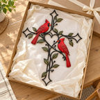 ❤️🐦 Love Stays Close – Cardinal Heart Cross Wall Decor