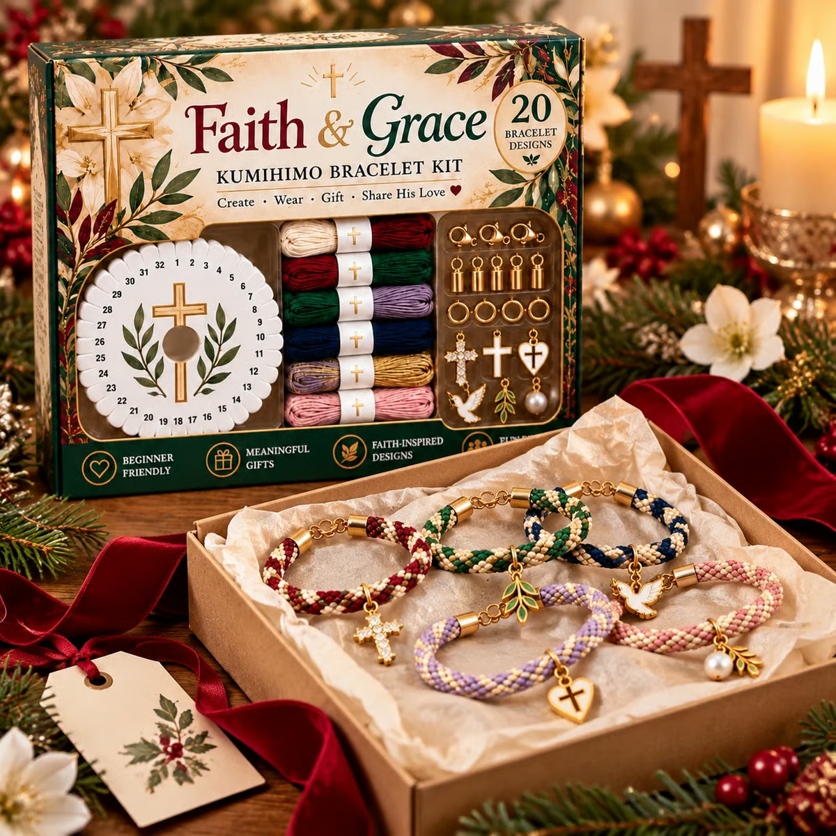 Christmas Kumihimo Bracelet Kit