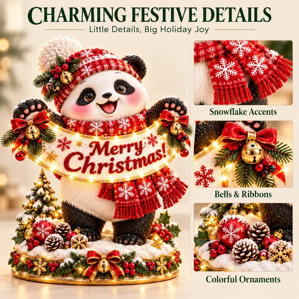 🐼Panda Christmas Greeting Figurine