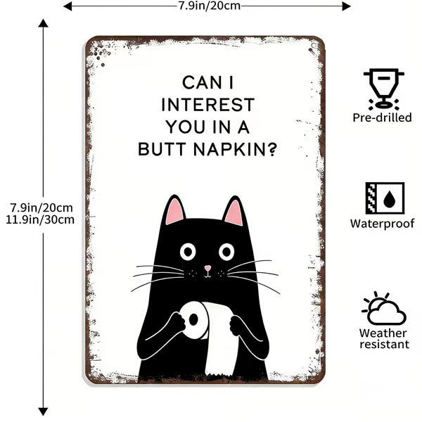 🔥 Laatste dag 49% korting – Peekaboo Kitty Bathroom Humor Wall Sign