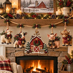 🎄Christmas Farm Animal Hanging Garland – Rustic Farmhouse Holiday Decor🐑