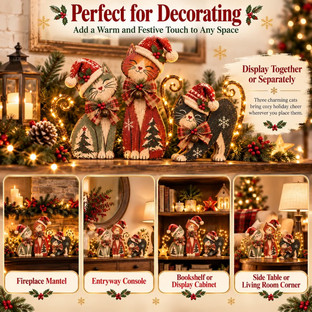 🔥Limited Time Buy 2 Get 20% OFF🔥 - 🎄🐱Vintage Lighted Christmas Cat Trio