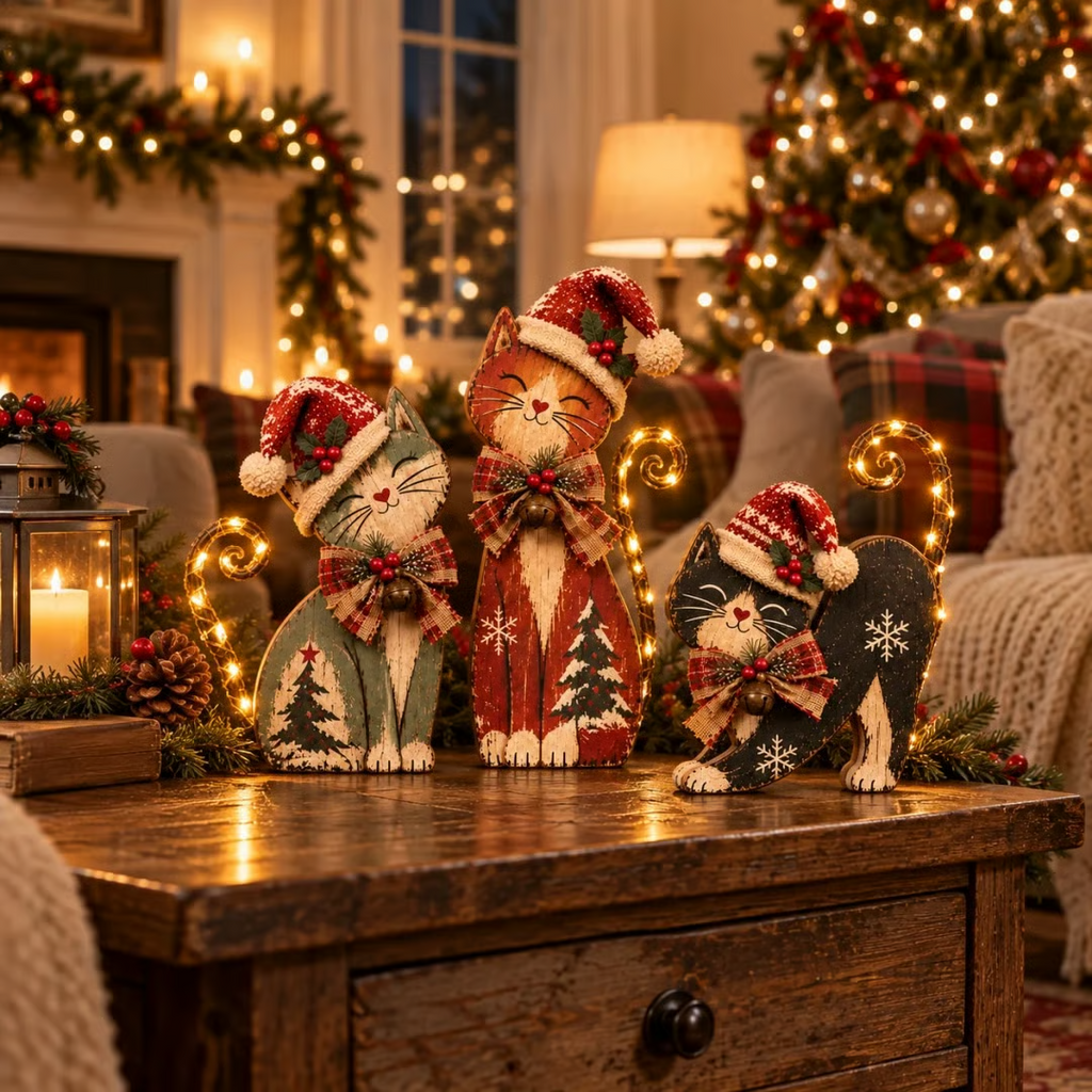 🔥Limited Time Buy 2 Get 20% OFF🔥 - 🎄🐱Vintage Lighted Christmas Cat Trio
