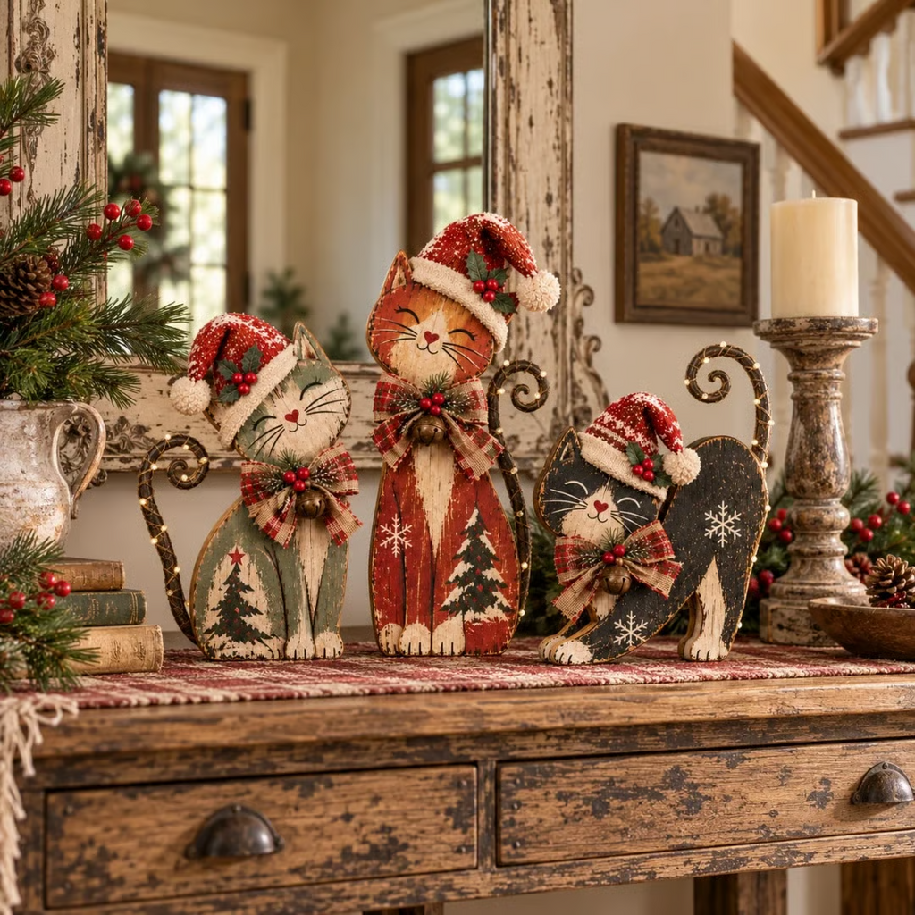 🔥Limited Time Buy 2 Get 20% OFF🔥 - 🎄🐱Vintage Lighted Christmas Cat Trio