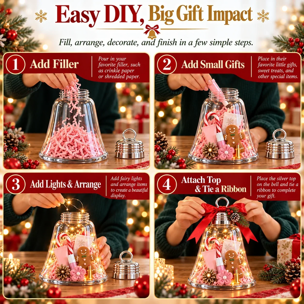 🎄🎁DIY Christmas Gift Jar with Decorative Ribbon – Personalized Holiday Gift Display